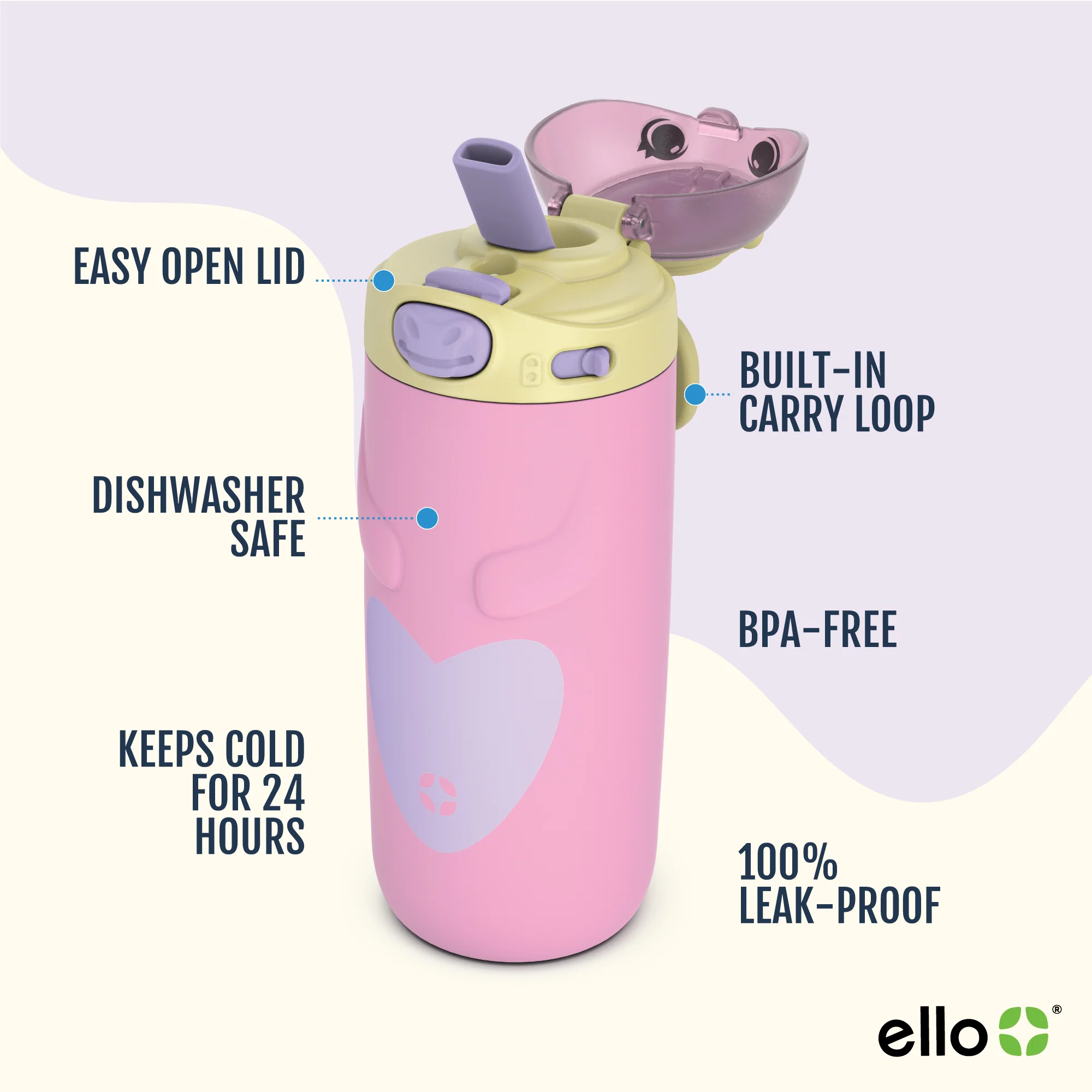 Ellies Kids Water Bottle - 12oz, Stainless Steel - Image 16