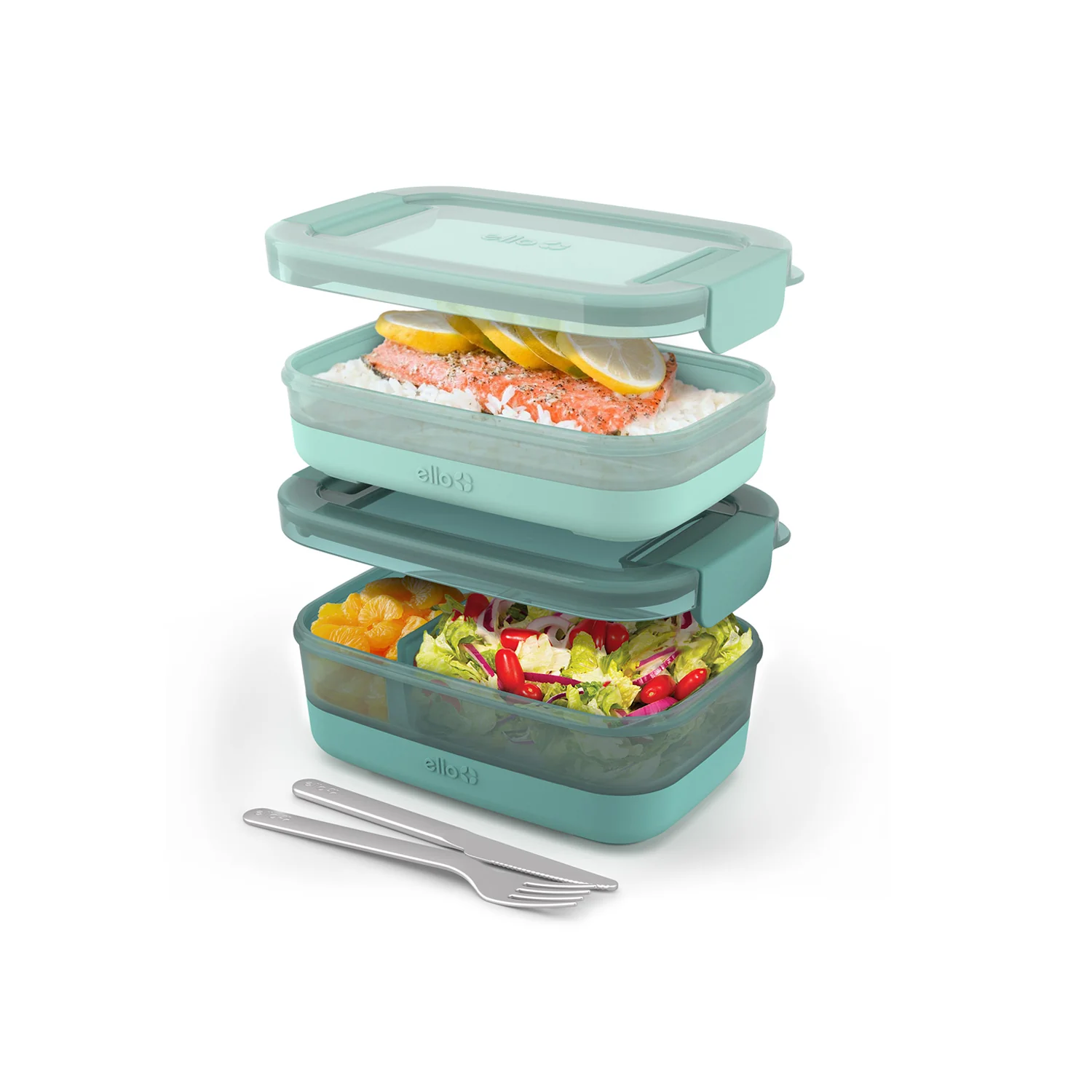 Lunch Bento Stack Plastic Food Storage Container, Set of 2 - Image 13