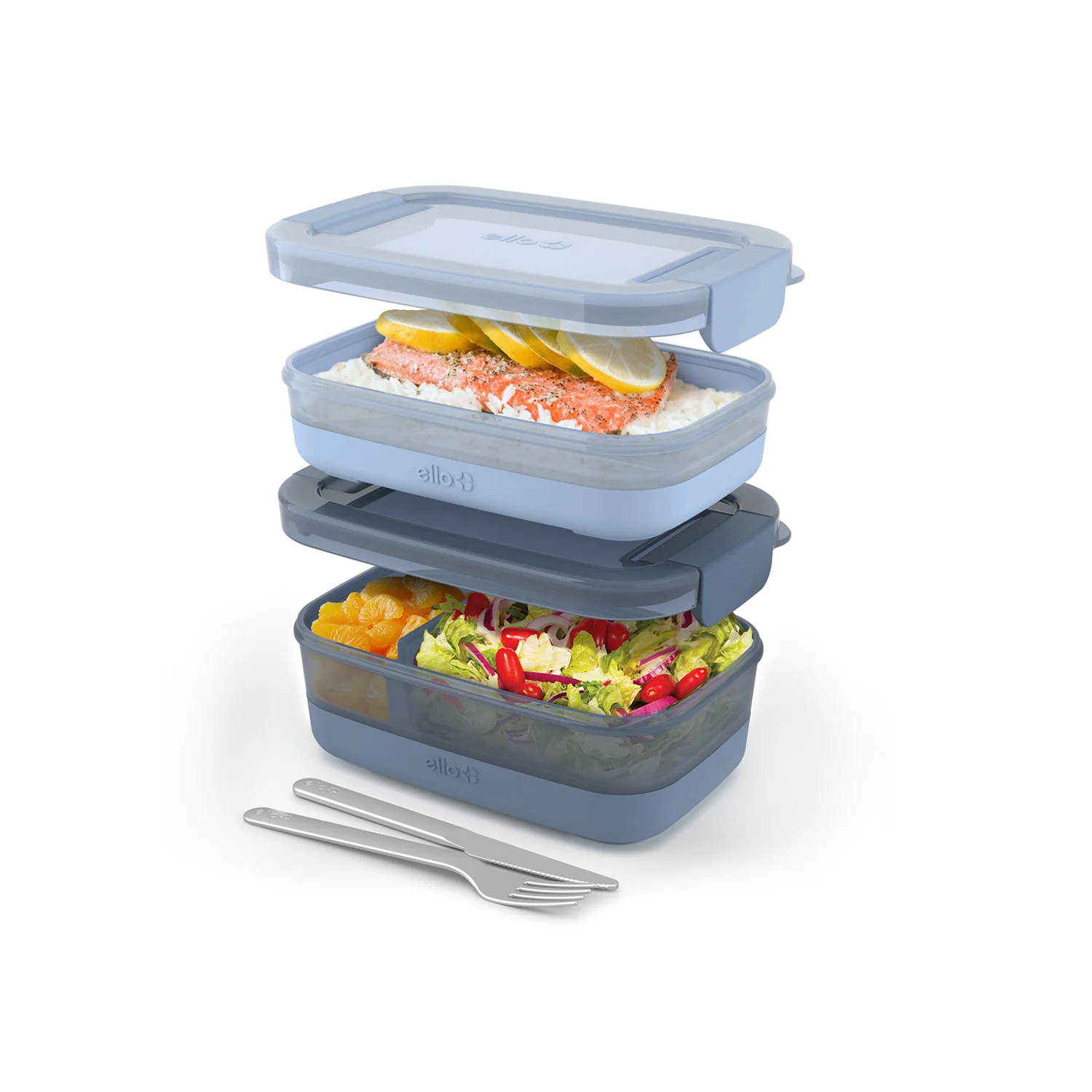 Lunch Bento Stack Plastic Food Storage Container, Set of 2 - Image 3